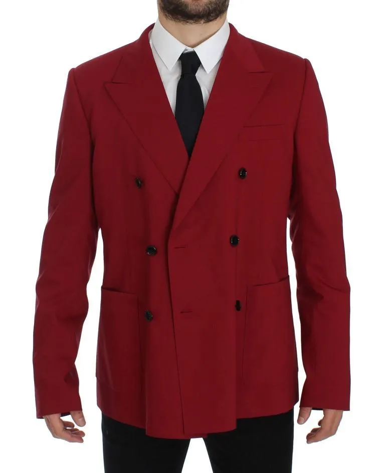 Red Wool Stretch Blazer Jacket
