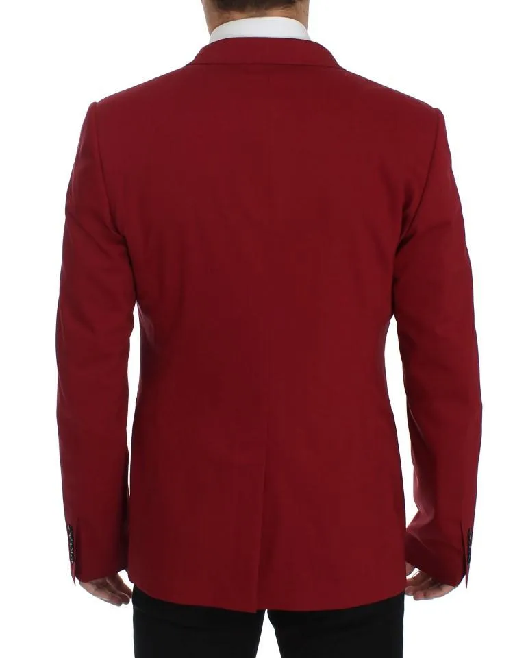 Red Wool Stretch Blazer Jacket