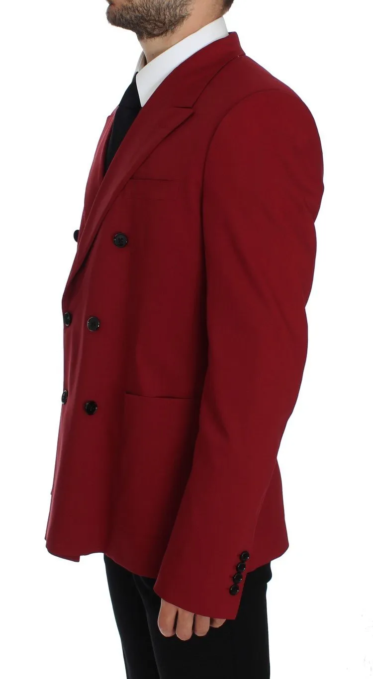 Red Wool Stretch Blazer Jacket