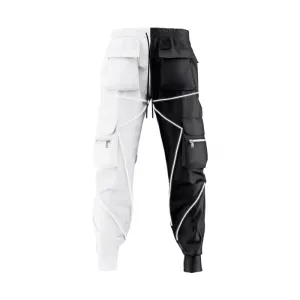 Reflective Line Black-White Cargo Pants