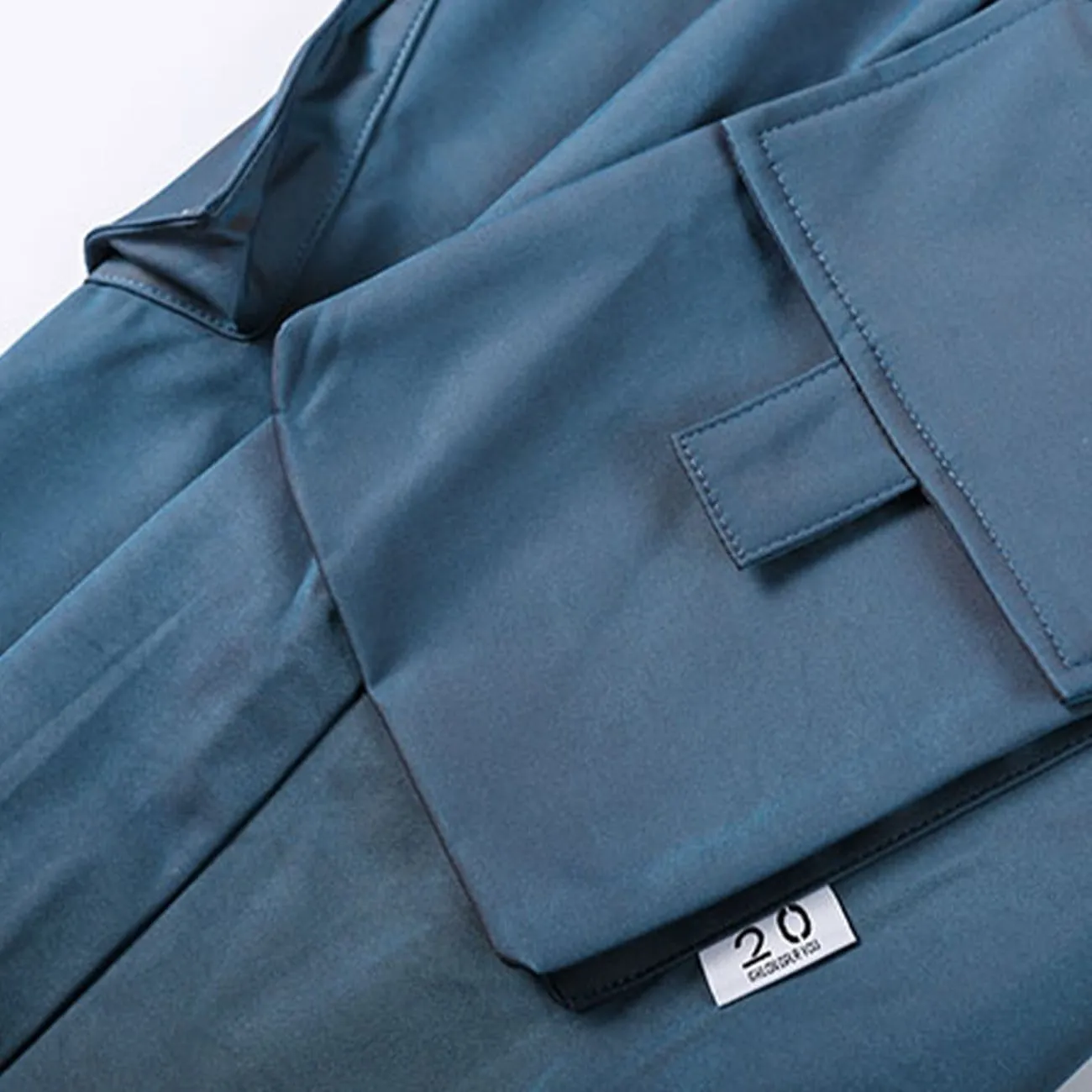Reflective Side Pockets Ribbons Fleece Cargo Pants