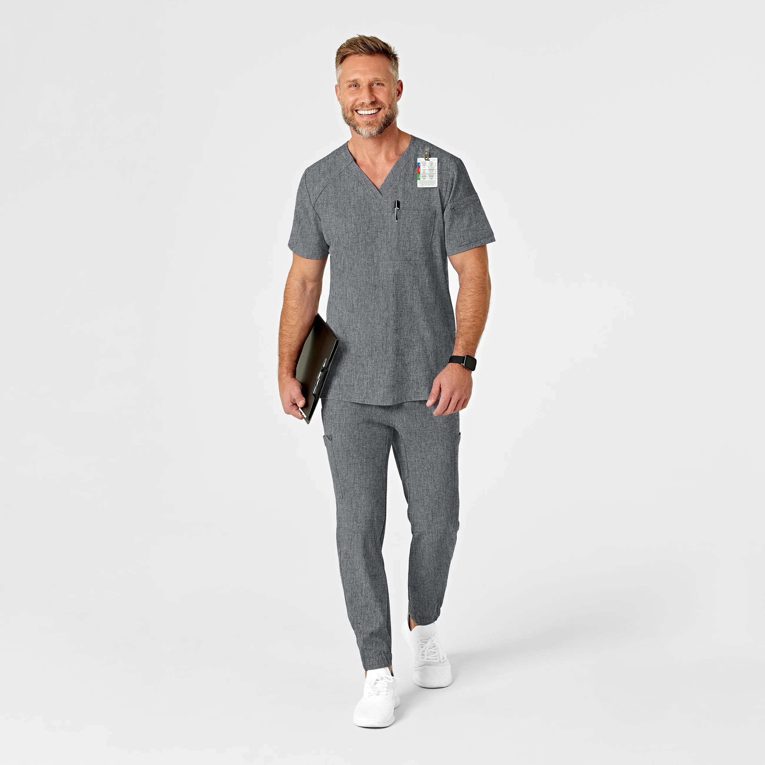 RENEW 5034 Men's Jogger Scrub Pants Grey Heather