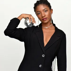 Reputation Blazer in Black Linen