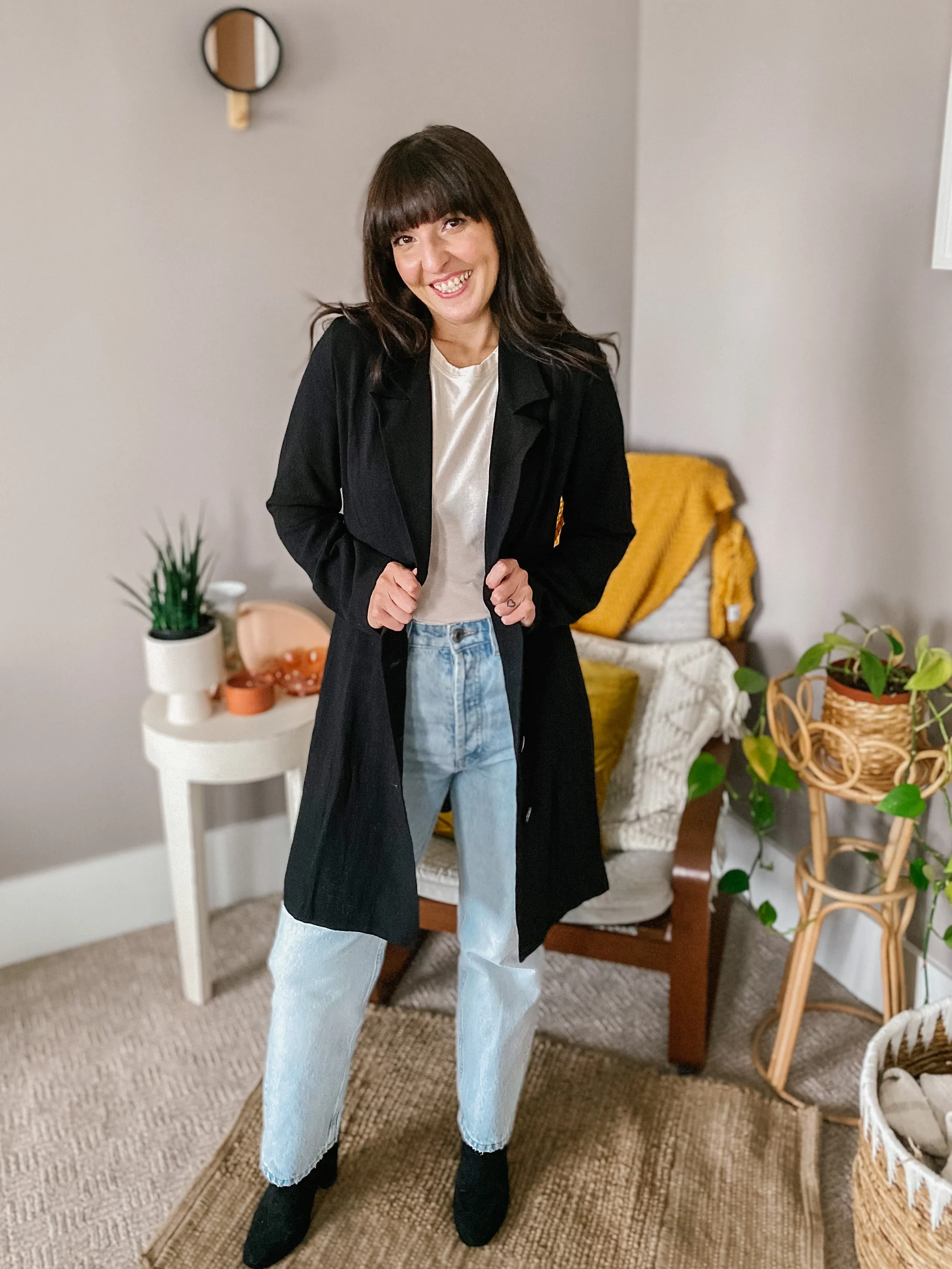 Reputation Blazer in Black Linen
