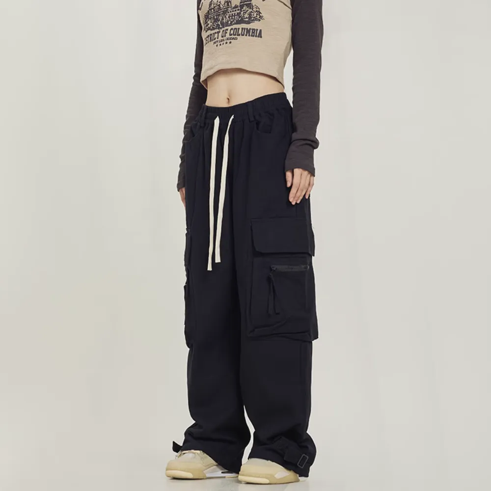 Retro Street Dance Solid Color Cargo Pants
