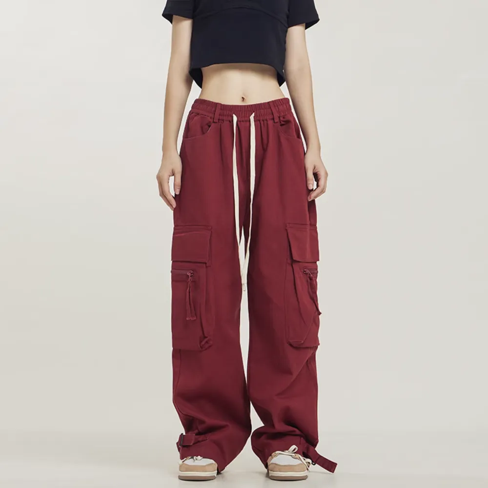 Retro Street Dance Solid Color Cargo Pants
