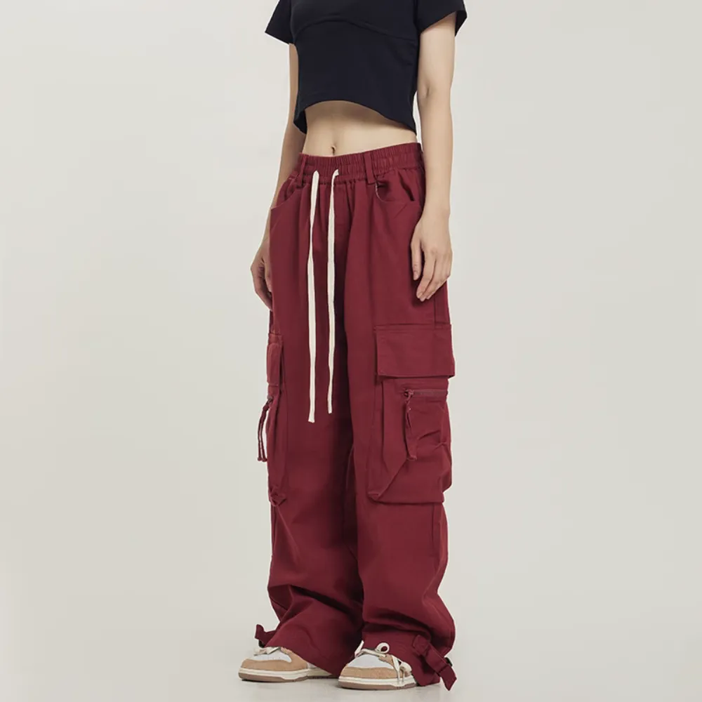 Retro Street Dance Solid Color Cargo Pants