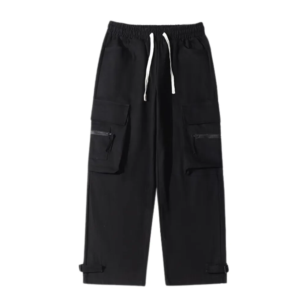 Retro Street Dance Solid Color Cargo Pants
