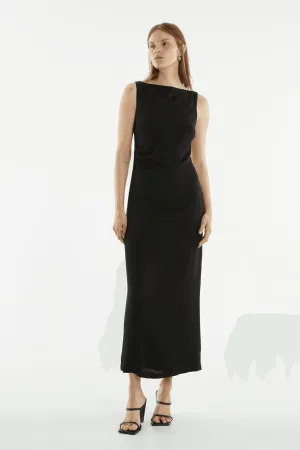 RETROSPECT TUCK MAXI DRESS | BLACK