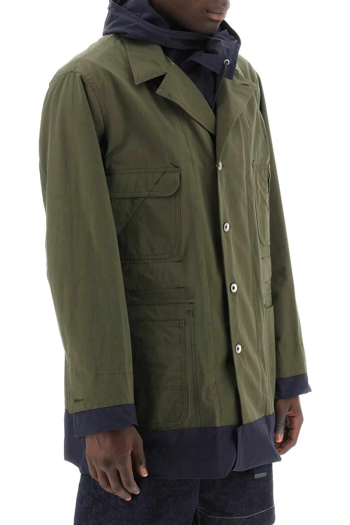 reversible cotton blend overcoat with