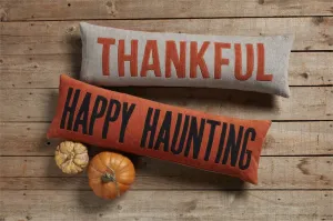 Reversible Long Pillow by Mud Pie - Happy Haunting/Thankful