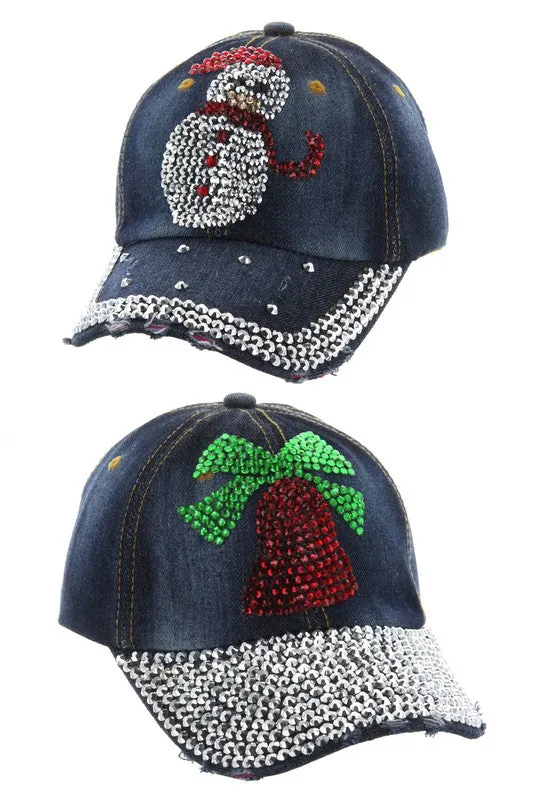 Rhinestones Christmas Bell Cap
