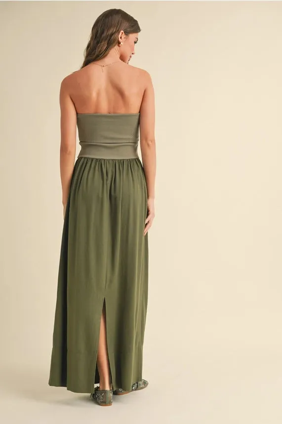 RIBBED TOP COMBO DRESS