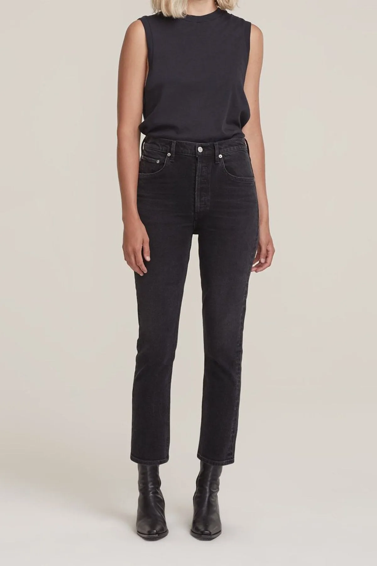 Riley High Rise Straight Crop Jean in Panoramic