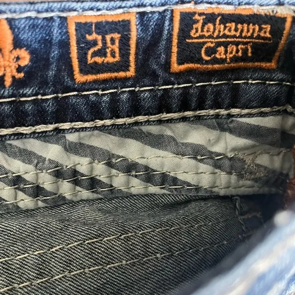 Rock Revival Johanna Women’s Bling Distressed Denim Capris Size 28