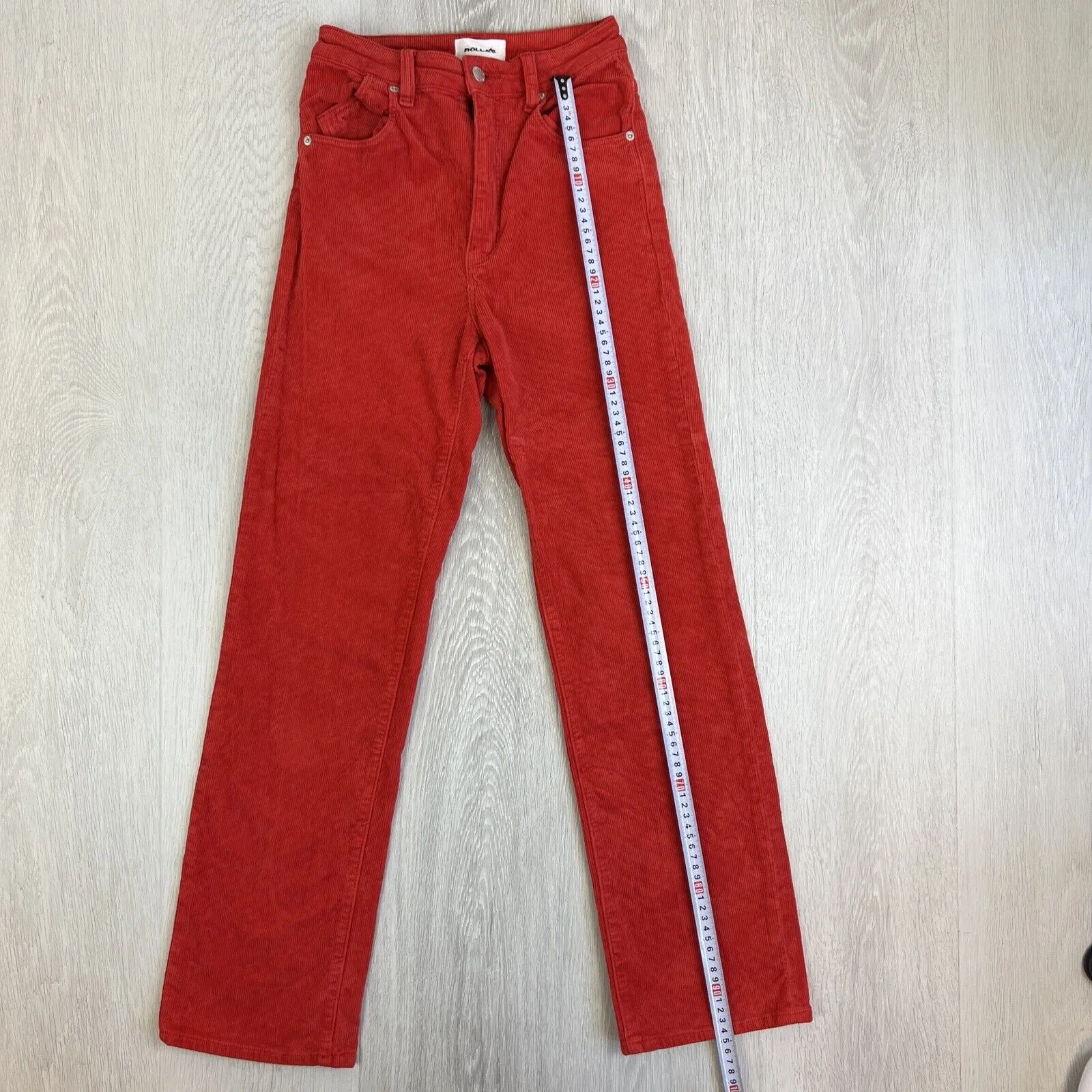 Rolla's Womens Red Corduroy Original High Rise Straight Jeans Pants Size 26
