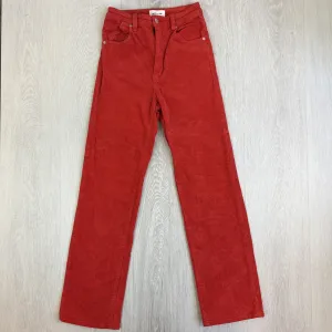 Rolla's Womens Red Corduroy Original High Rise Straight Jeans Pants Size 26