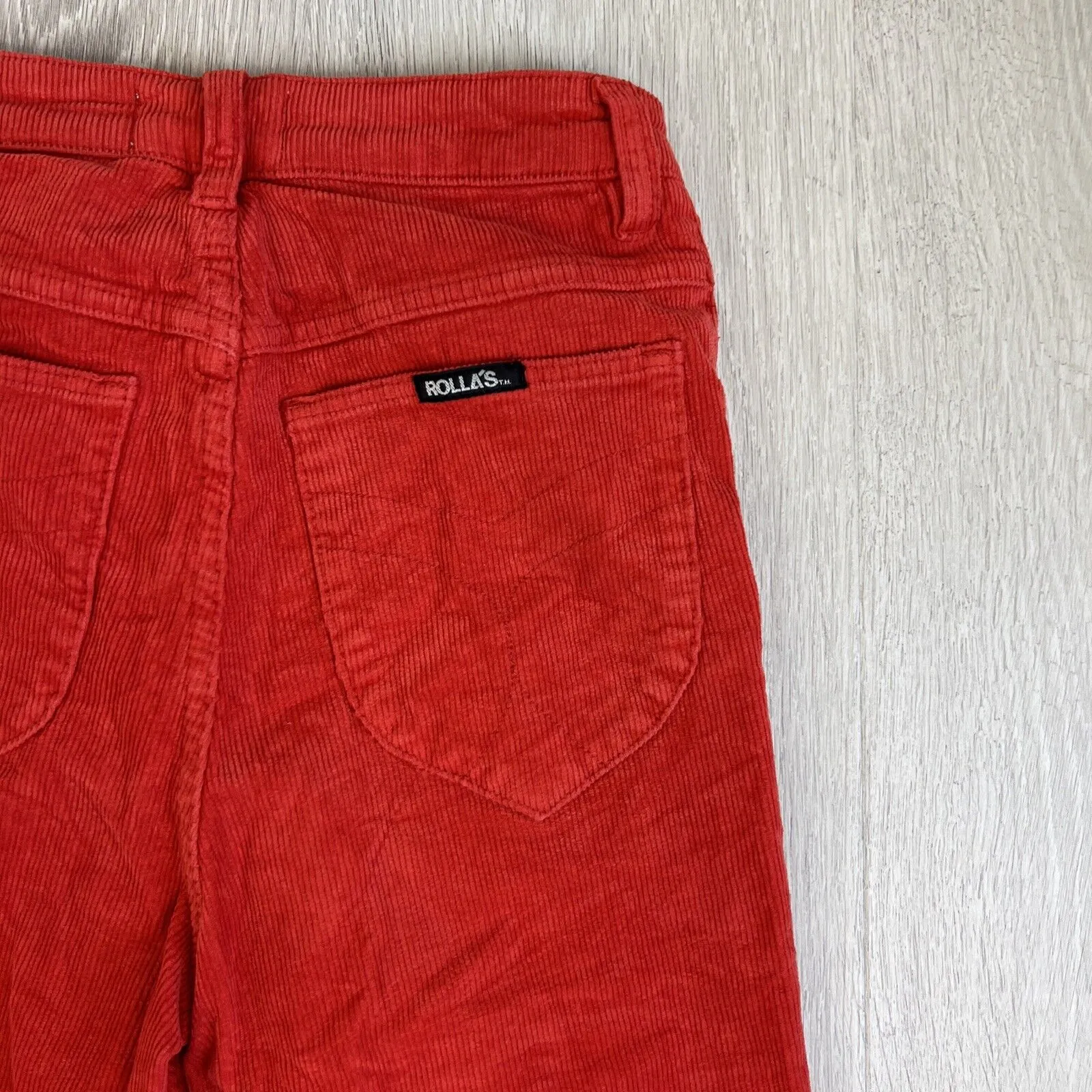 Rolla's Womens Red Corduroy Original High Rise Straight Jeans Pants Size 26