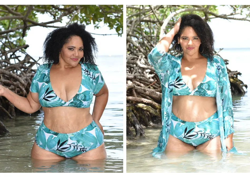 ROSIE Plus Size Floral Print Bikini & Cover Up
