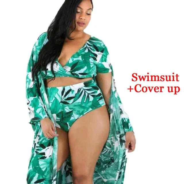 ROSIE Plus Size Floral Print Bikini & Cover Up