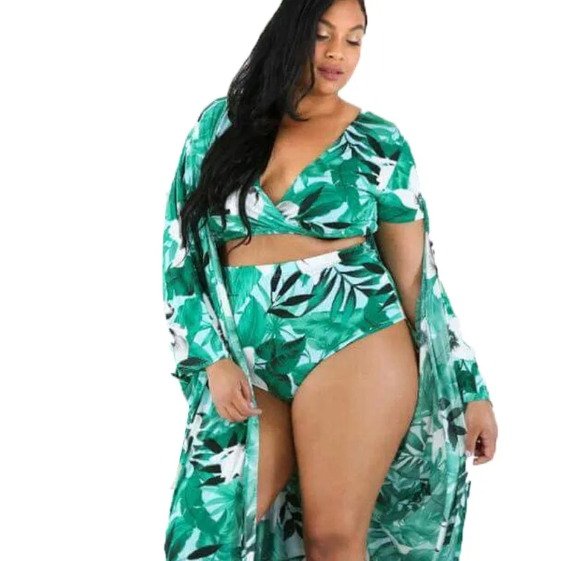 ROSIE Plus Size Floral Print Bikini & Cover Up