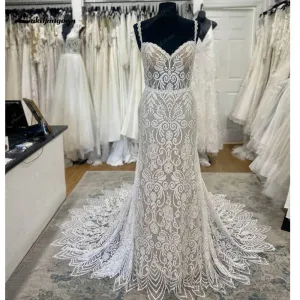 Roycebridal Sexy Lace Mermaid Wedding Gowns 2025 Robe Boheme Spaghetti Straps Cut Out Train Boho Bridal Dress Vestido Civil Brid