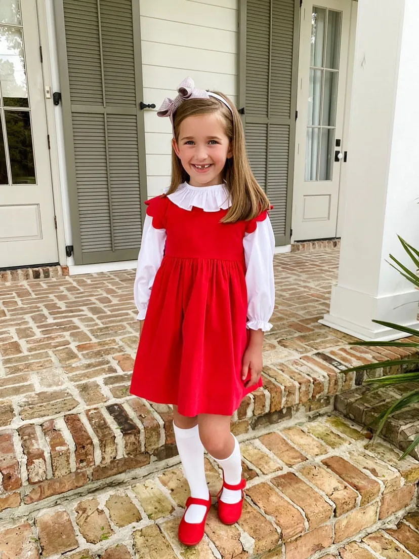 Sadie Cap Sleeve Corduroy Dress | Scalloped Sleeves | Two Colors Available