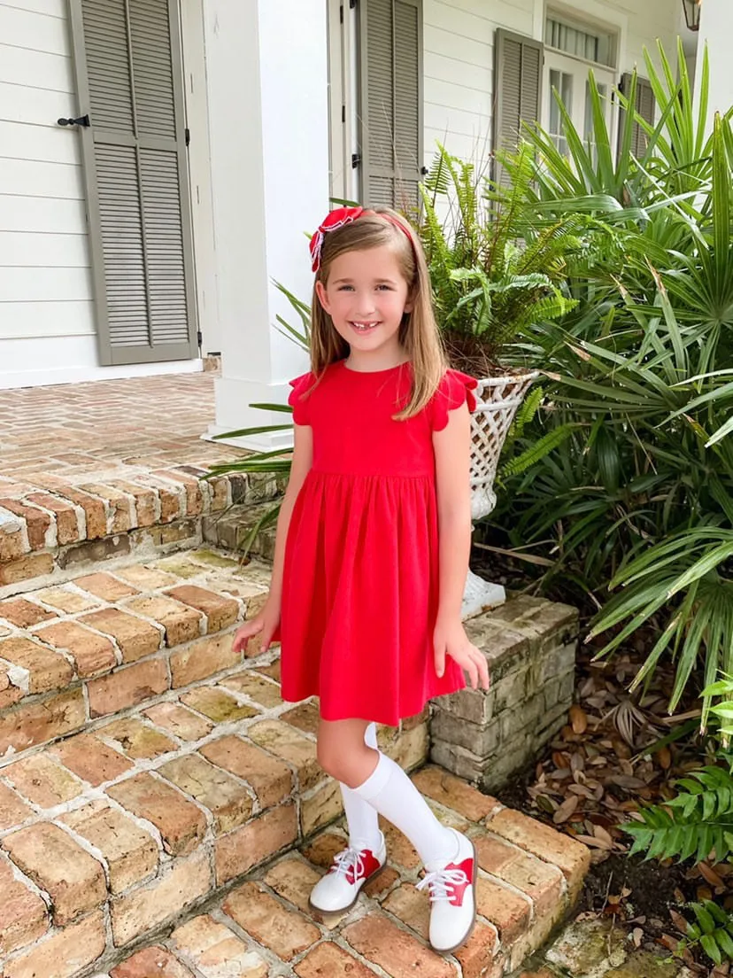 Sadie Cap Sleeve Corduroy Dress | Scalloped Sleeves | Two Colors Available