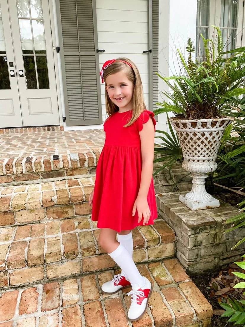 Sadie Cap Sleeve Corduroy Dress | Scalloped Sleeves | Two Colors Available