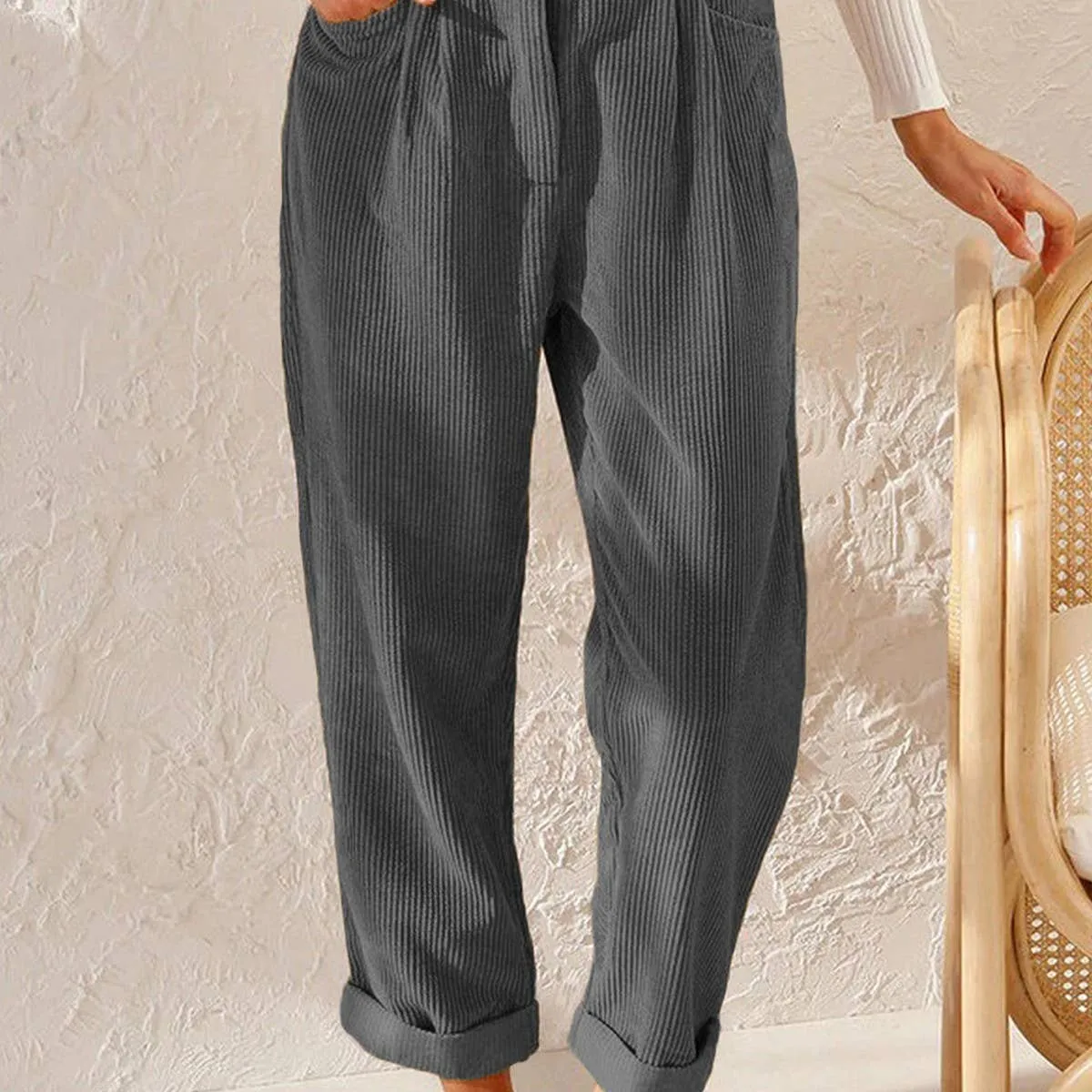 SALE Gray corduroy straight leg pants