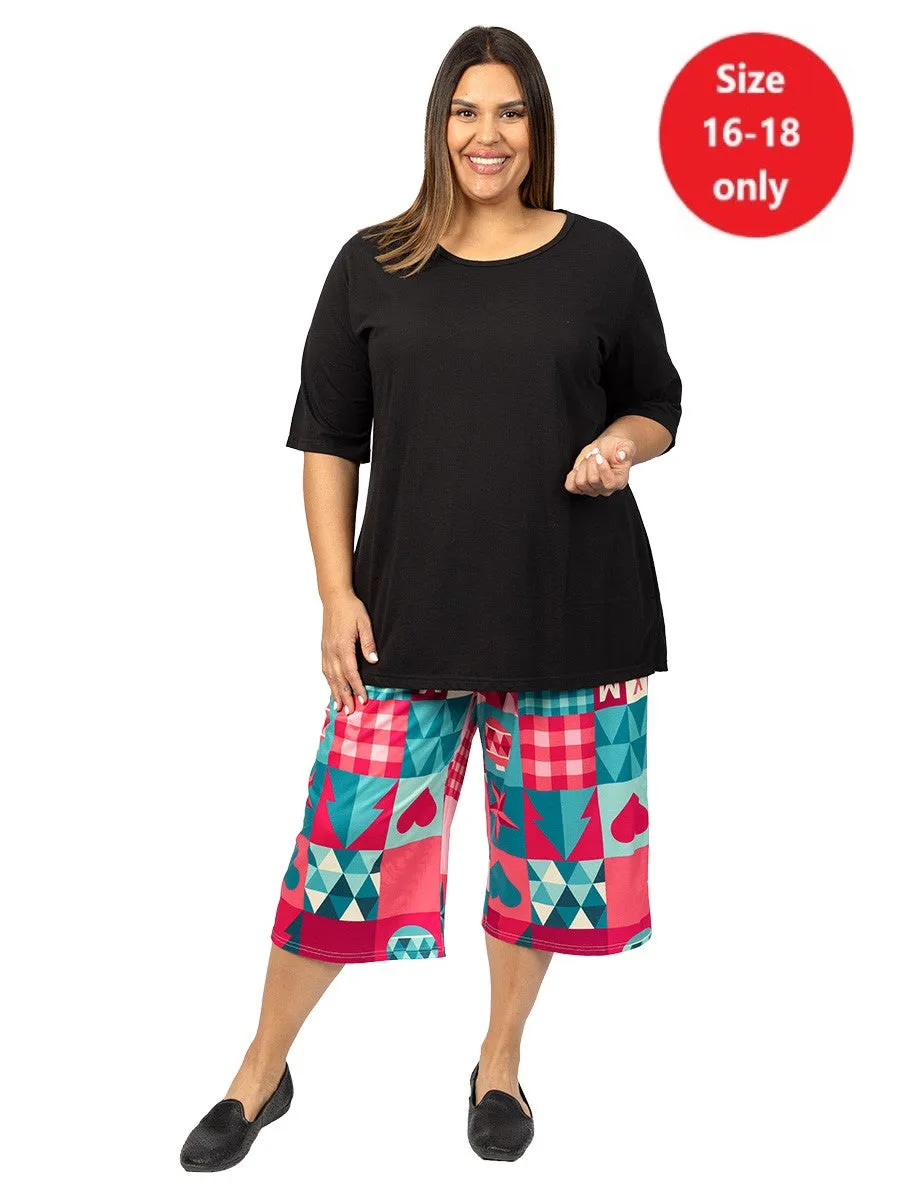 SAMPLE ONLY - Sleigh Bells Sleep Capri - Red Print**