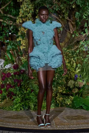 SEAFOAM STRUCTURED TULLE MINI DRESS