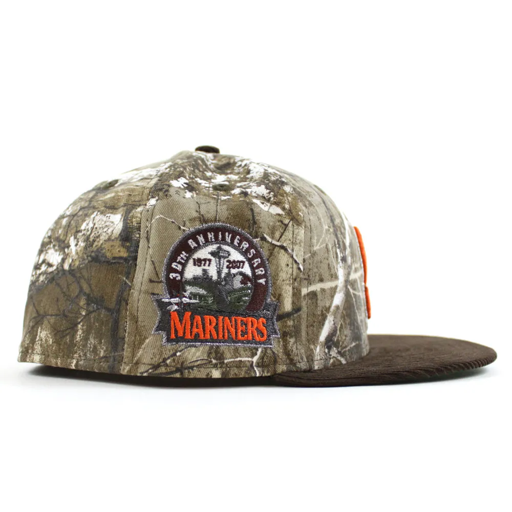 Seattle Mariners 30TH Anniversary New Era 59Fifty Fitted Hat (RealTree Camo Brown Corduroy Green Under Brim)