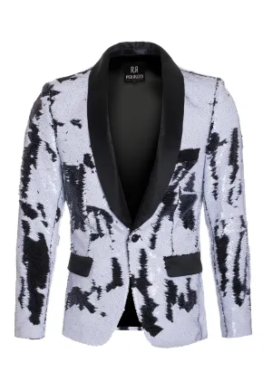 Sequin Blazer White/Black