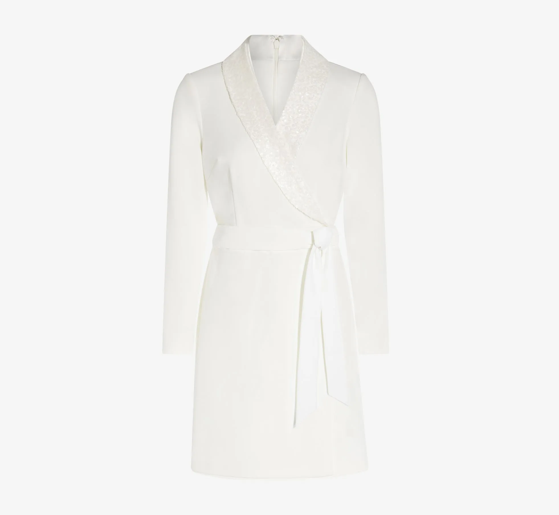 Sequin Collar Tuxedo Dress In Ivory