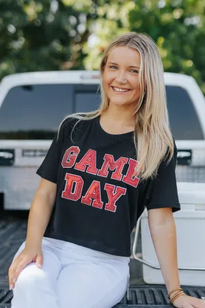 Sequin "Game Day" Crop Top