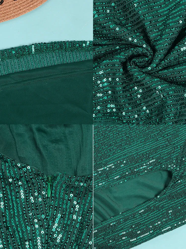 Sequin Sleevelesss Split Bodycon Maxi Dress