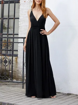 Sexy Deep V Open Back Sling Net Color Dress Summer