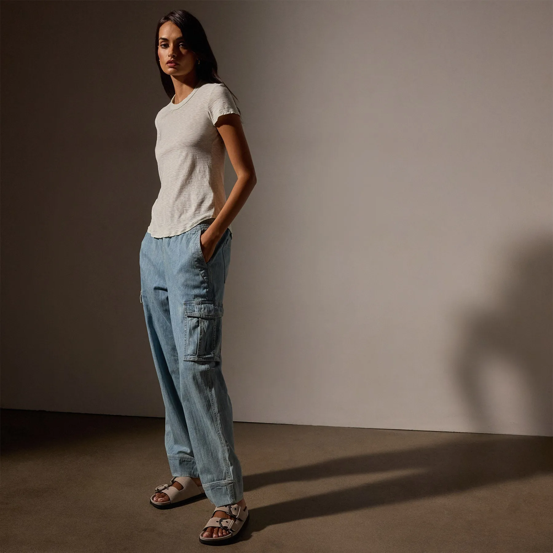 Sheer Slub Crew Neck Tee - Frost