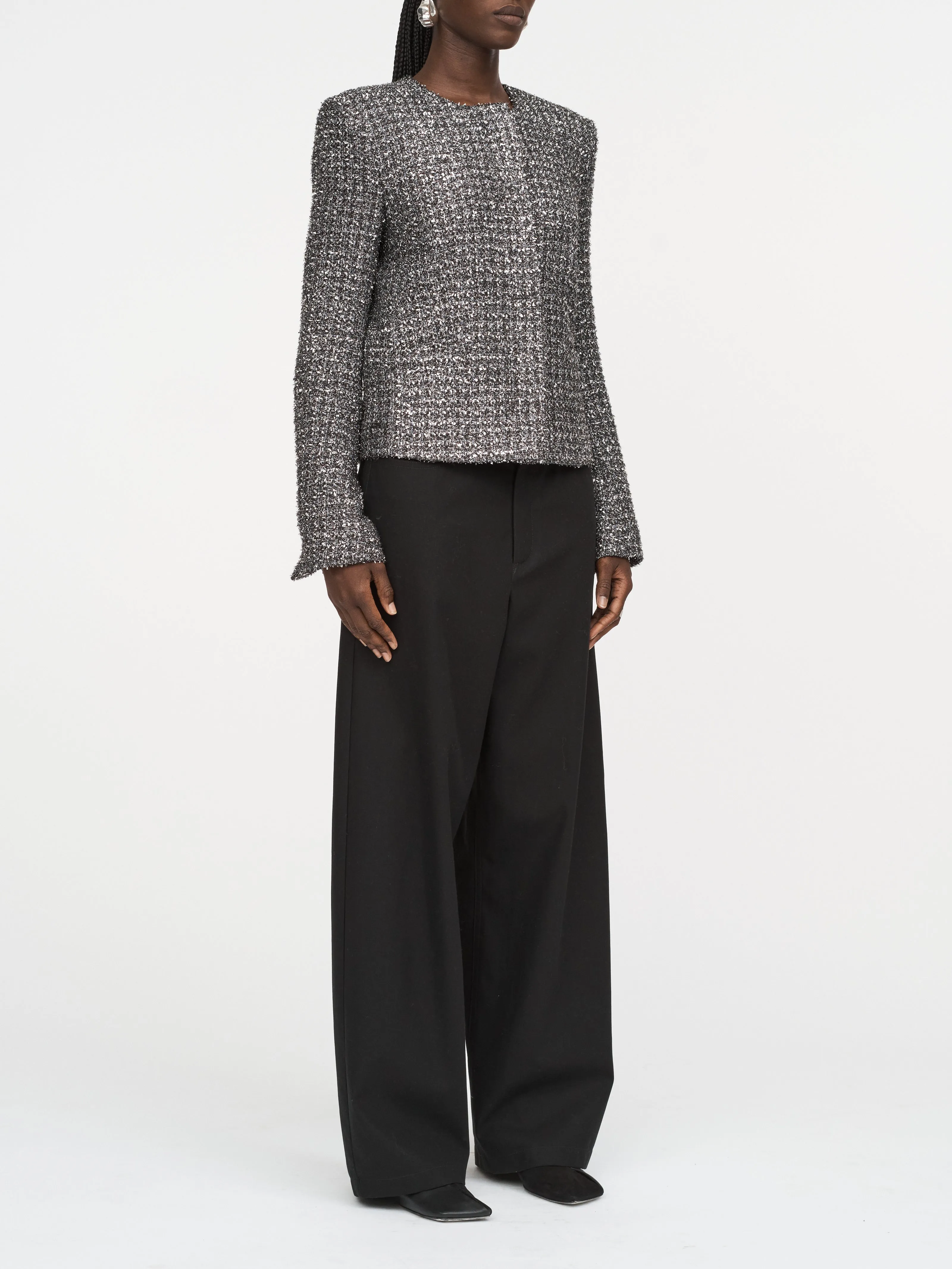 Shrunken Jacket in Silver Black