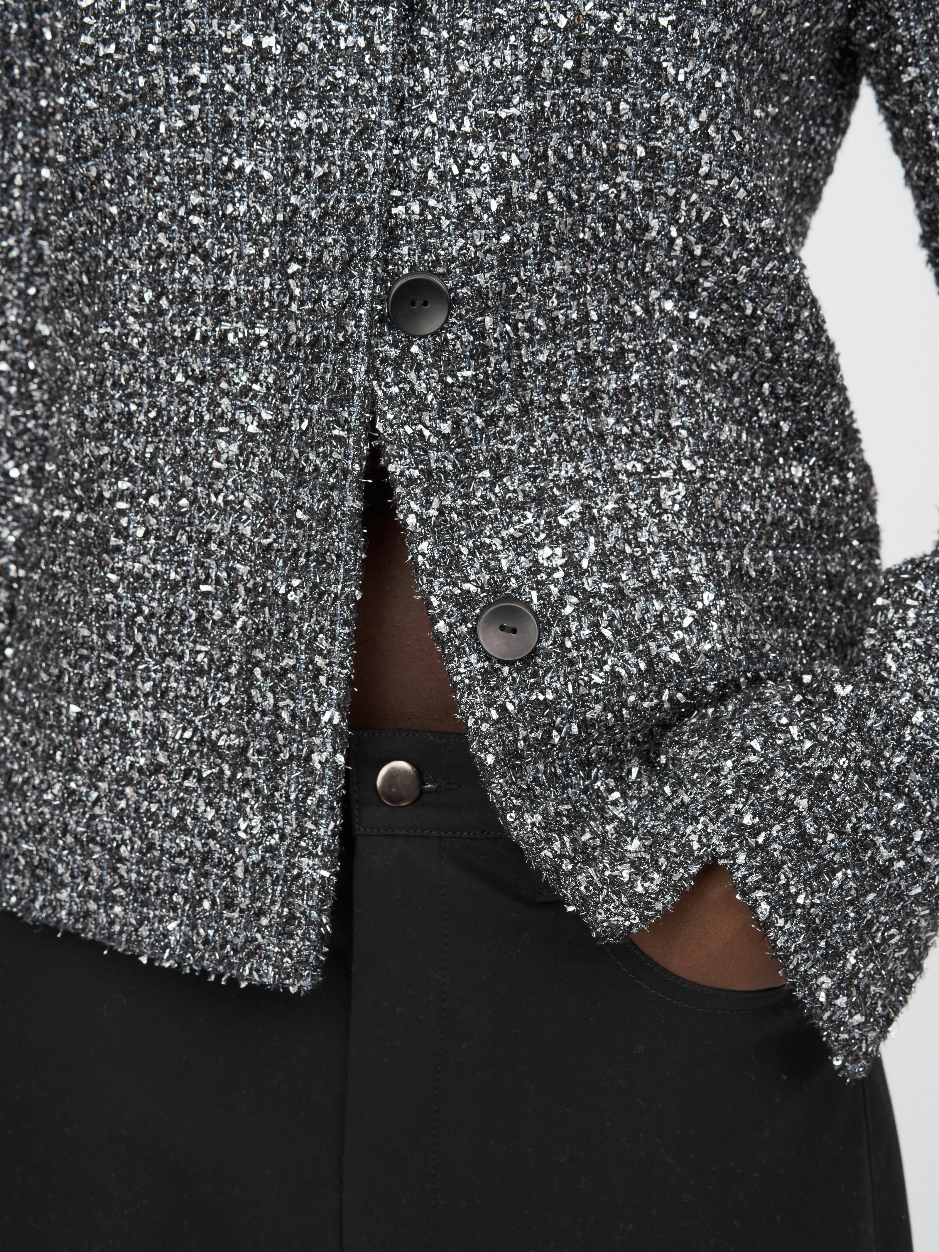 Shrunken Jacket in Silver Black