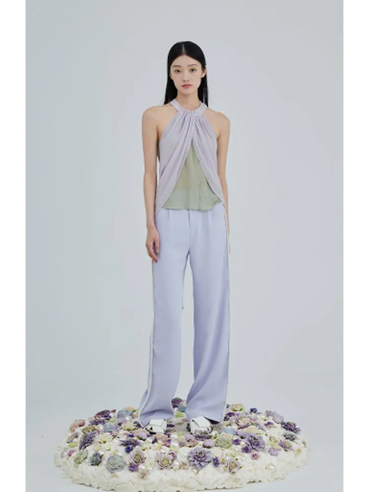 Side-Stripe High-Waisted Wide-Leg Trousers