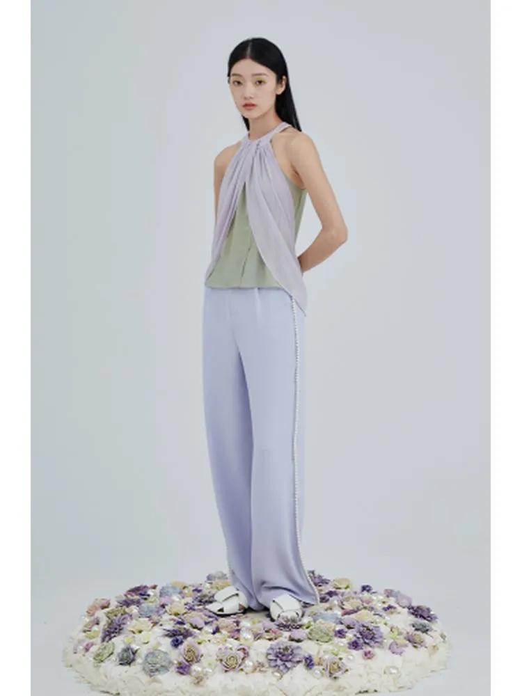 Side-Stripe High-Waisted Wide-Leg Trousers