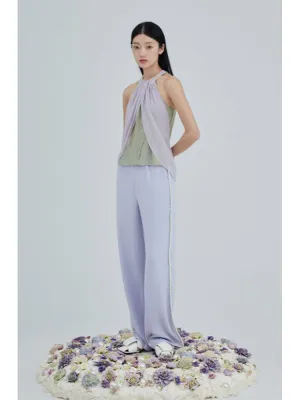 Side-Stripe High-Waisted Wide-Leg Trousers