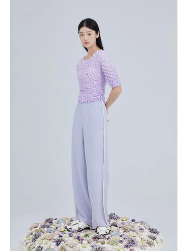 Side-Stripe High-Waisted Wide-Leg Trousers