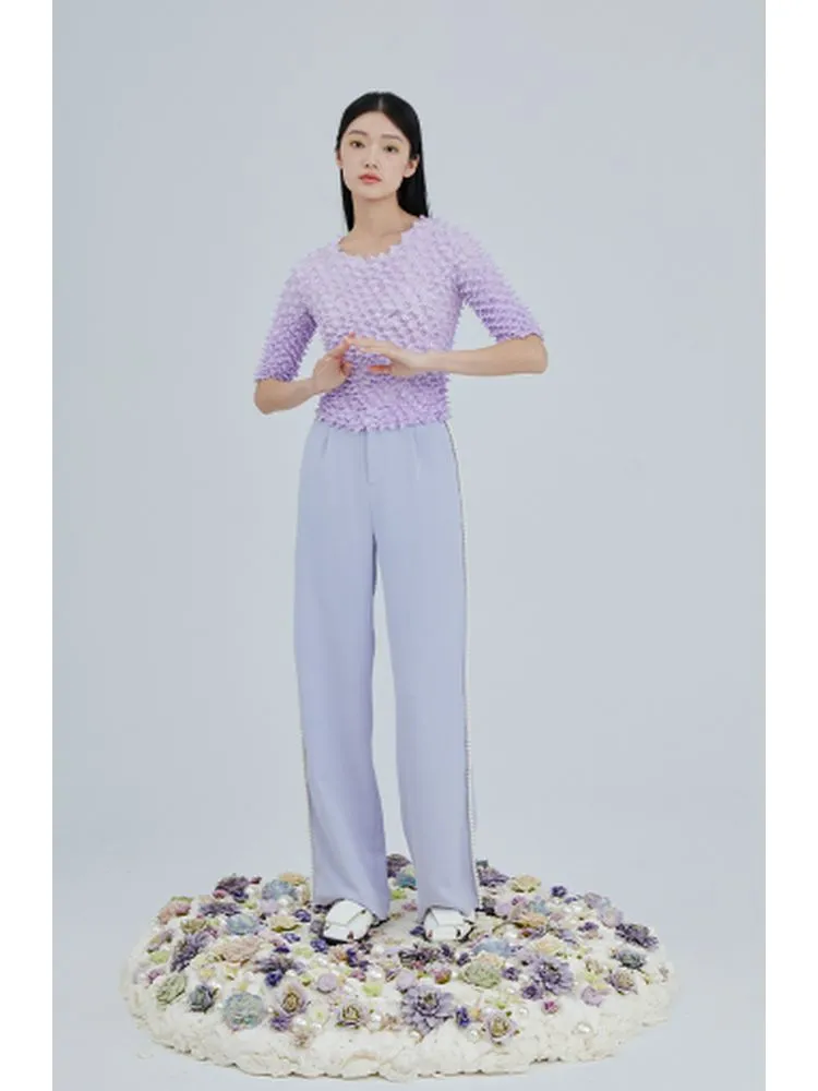 Side-Stripe High-Waisted Wide-Leg Trousers