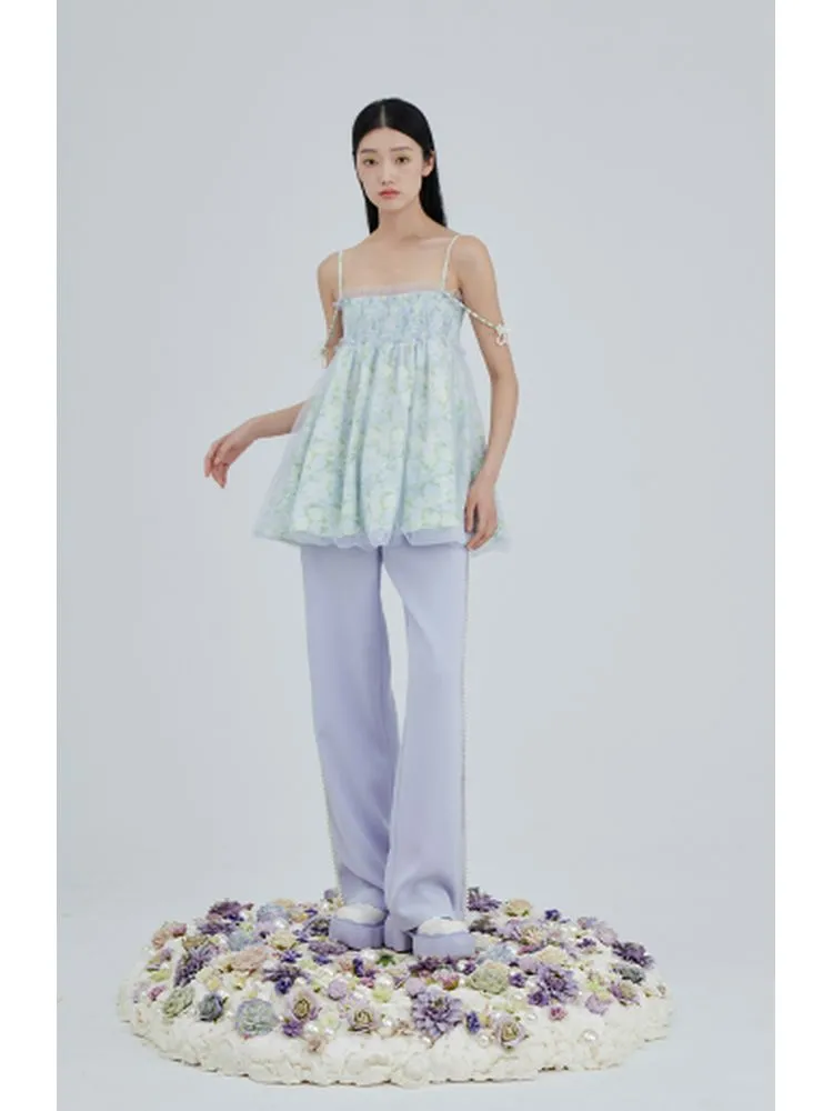 Side-Stripe High-Waisted Wide-Leg Trousers