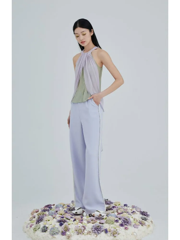 Side-Stripe High-Waisted Wide-Leg Trousers