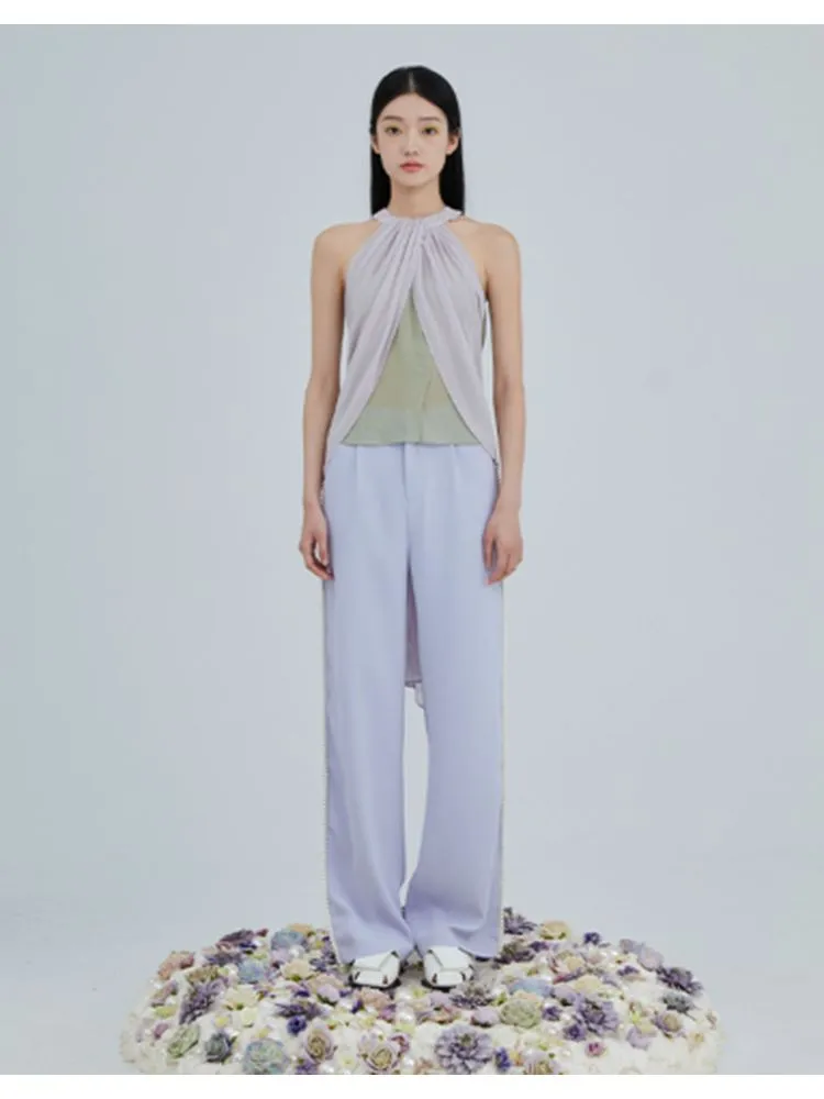 Side-Stripe High-Waisted Wide-Leg Trousers