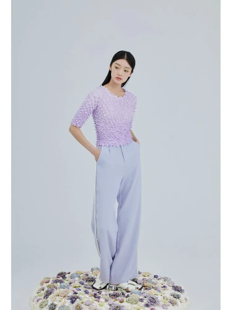 Side-Stripe High-Waisted Wide-Leg Trousers